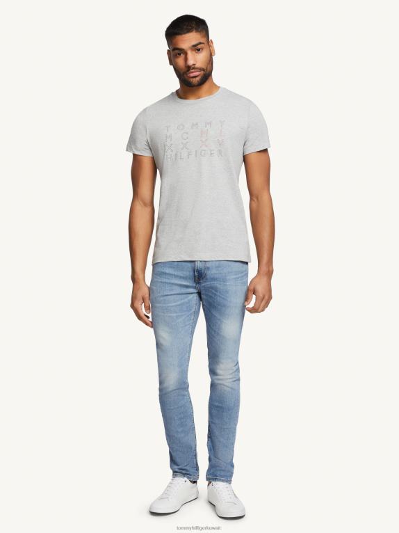 هيذر رمادي فاتح Tommy Hilfiger تي شيرت بشعار نص التوقيع 44644949