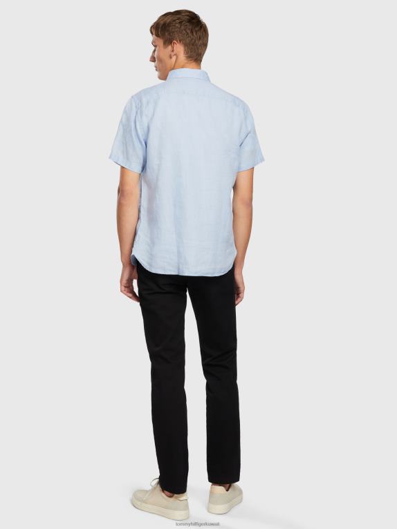 شامبراي الأزرق Tommy Hilfiger قميص كتان فاخر بأكمام قصيرة 44644960