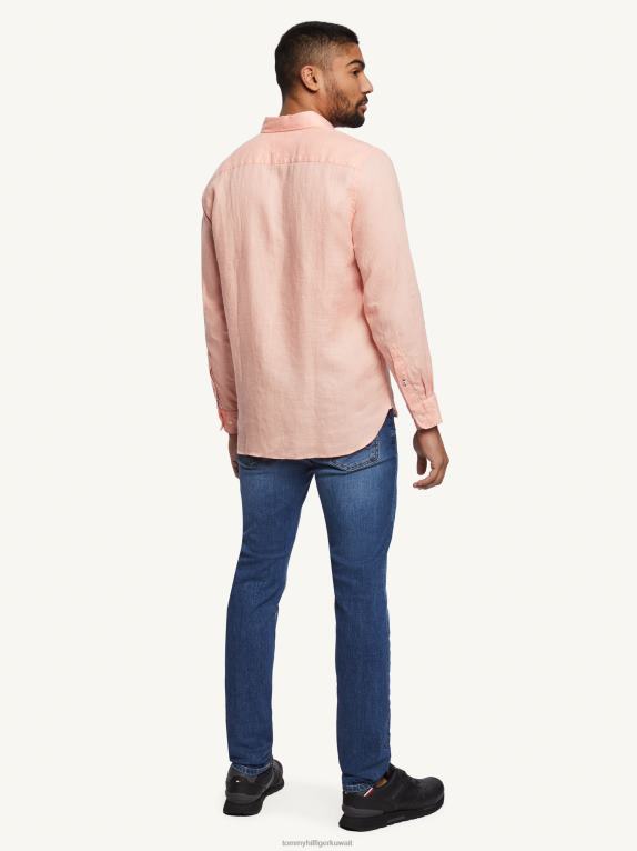 الخوخ غروب الشمس Tommy Hilfiger قميص الكتان الفاخر 44644961