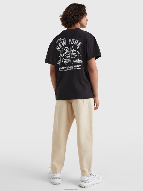 أسود Tommy Hilfiger تيشيرت بشعار البيتزا 44644973