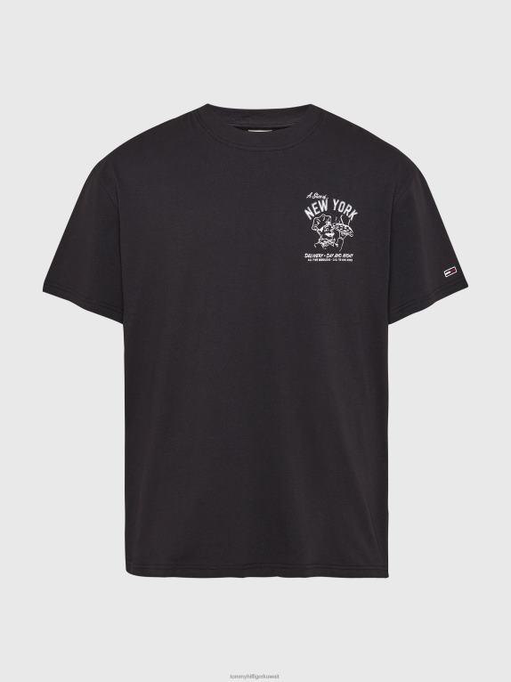 أسود Tommy Hilfiger تيشيرت بشعار البيتزا 44644973
