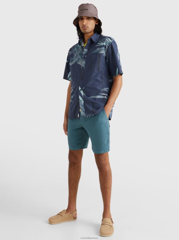 سماء الصحراء/متعددة Tommy Hilfiger قميص كاجوال بطباعة استوائية بأكمام قصيرة 44644989