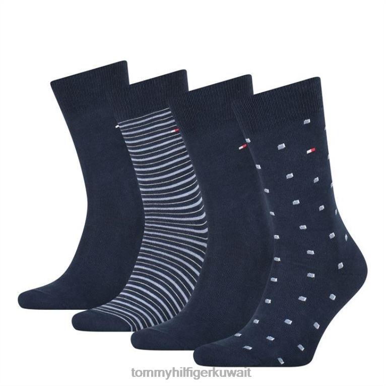 أسود Tommy Hilfiger مجموعة من 4 جوارب من القصدير مخططة من تومي 4464419714