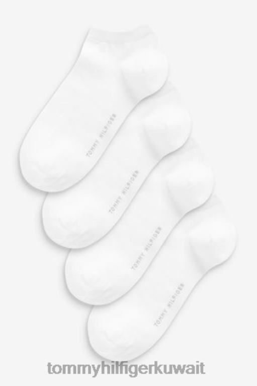 أبيض Tommy Hilfiger جوارب رياضية نسائية 4 قطع 446443157