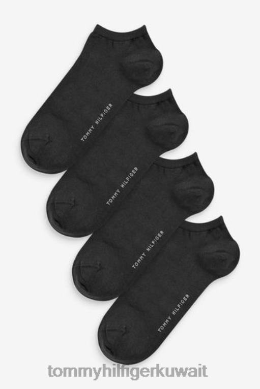أسود Tommy Hilfiger جوارب رياضية نسائية 4 قطع 446443307