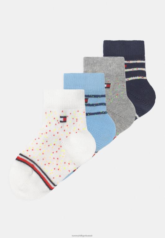 أزرق Tommy Hilfiger جوارب بيبي نيبي مخططة للجنسين، 4 قطع 446446768