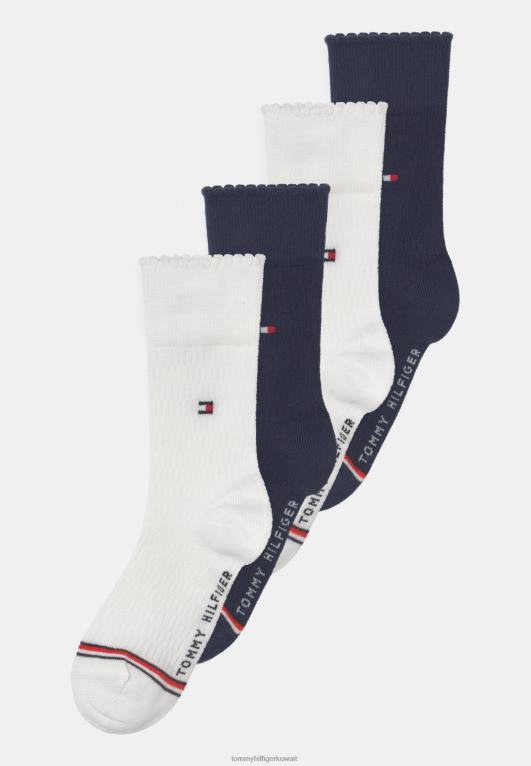القوات البحرية Tommy Hilfiger جوارب للأطفال للجنسين، 4 قطع، كحلي 446446785
