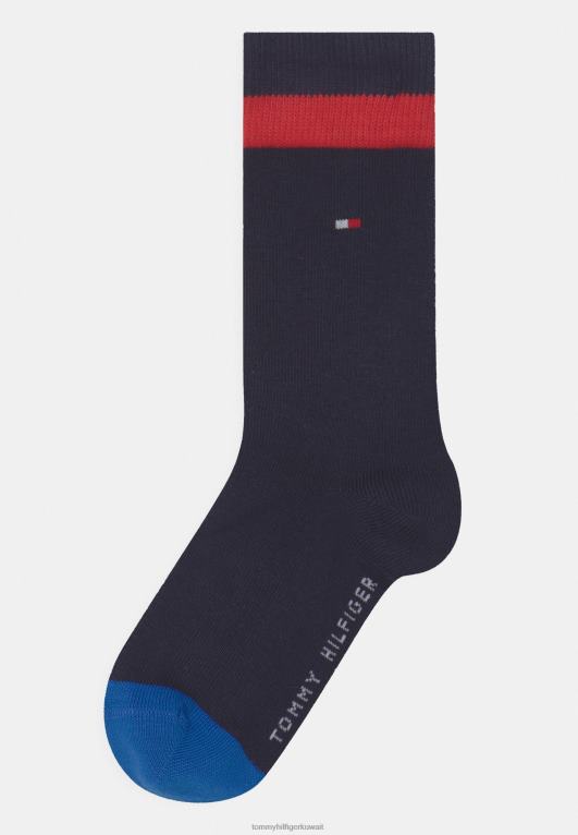 منتصف الليل الأزرق Tommy Hilfiger جوارب أساسية مخططة للأطفال للجنسين مكونة من 4 قطع فقط 446446844