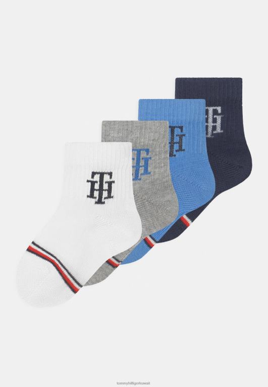أبيض / كحلي / أزرق / رمادي Tommy Hilfiger جوارب للأطفال للجنسين مكونة من 4 قطع 446446880