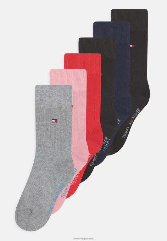 وردي / رمادي فاتح ميلانج / أصلي / أسود Tommy Hilfiger جوارب للأطفال للجنسين مكونة من 4 قطع 446446934