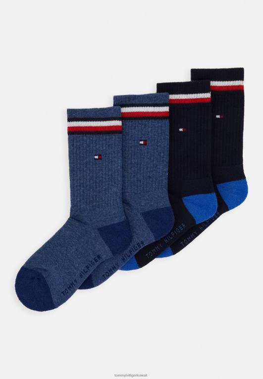 الجينز منتصف الليل الأزرق Tommy Hilfiger جوارب رياضية مميزة للأطفال، عبوة من 4 جوارب 446447025