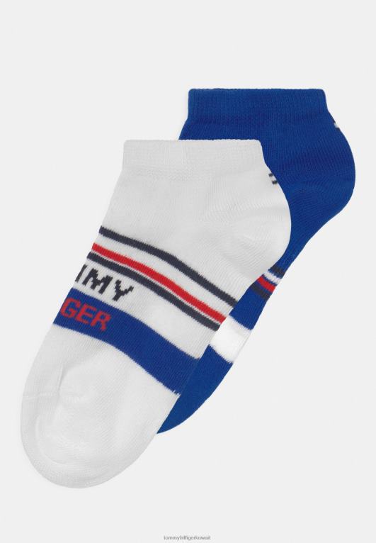 أزرق Tommy Hilfiger حذاء رياضي للأطفال بشريط شعار 4 عبوات من الجوارب 446447060
