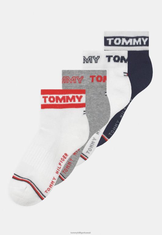 البحرية / الأحمر Tommy Hilfiger جوارب رياضية للأطفال من الجنسين مكونة من 4 قطع 446447112