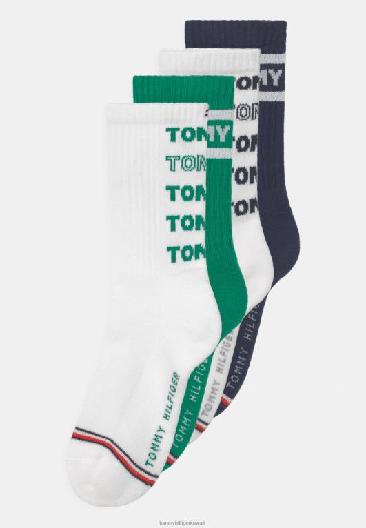 أخضر / كحلي / أبيض Tommy Hilfiger جوارب رياضية للأطفال للجنسين مكونة من 4 قطع 446447133