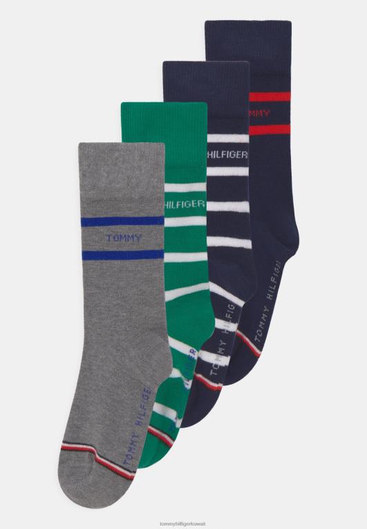 البحرية الخضراء Tommy Hilfiger جوارب بريتون للجنسين مكونة من 4 قطع 446447137