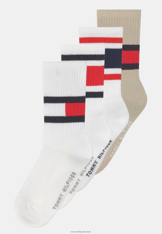 الرمال / الأبيض Tommy Hilfiger جوارب بعلم الأطفال مكونة من 4 قطع 446448874