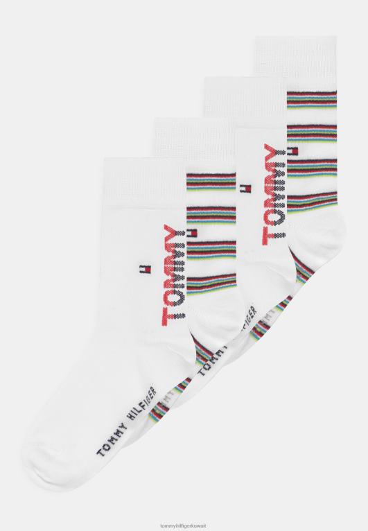 أبيض Tommy Hilfiger جوارب مخططة للأطفال، 4 قطع، للجنسين 446448927