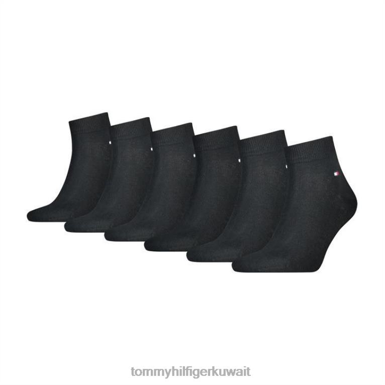 أسود Tommy Hilfiger جوارب ربع للرجال 6 قطع 4464420233