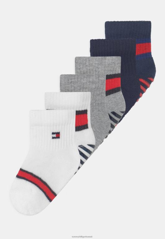 أبيض/رمادي/كحلي Tommy Hilfiger جوارب بيبي فلاج للجنسين، 6 قطع 446446856