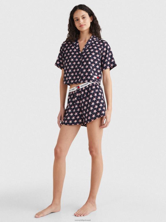 نجم الإزاحة Tommy Hilfiger شورت بحزام خصر بشعار الماركة 85 نجمة 446442272