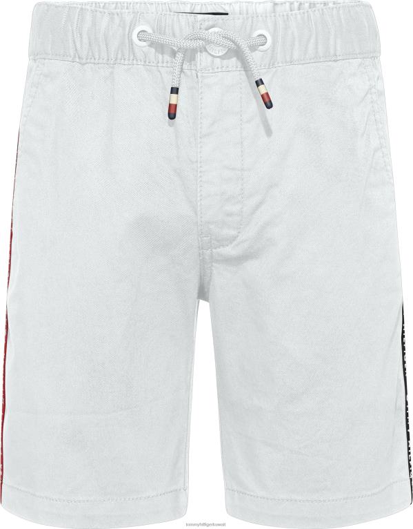 أبيض Tommy Hilfiger شورت للأولاد من عمر 8 إلى 16 عامًا بشريط الشعار 44644106