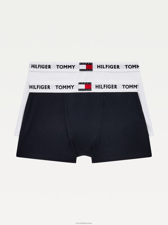 سماء بيضاء/صحراء Tommy Hilfiger للأولاد من عمر 8 إلى 16 عامًا، عبوة من قطعتين من السراويل الداخلية ذات الشعار من القطن العضوي 44644135