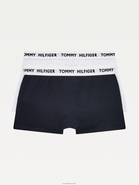 سماء بيضاء/صحراء Tommy Hilfiger للأولاد من عمر 8 إلى 16 عامًا، عبوة من قطعتين من السراويل الداخلية ذات الشعار من القطن العضوي 44644135