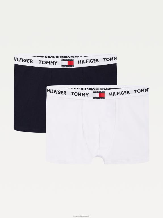 سماء بيضاء/صحراء Tommy Hilfiger للأولاد من عمر 8 إلى 16 عامًا، عبوة من قطعتين من السراويل الداخلية ذات الشعار من القطن العضوي 44644135