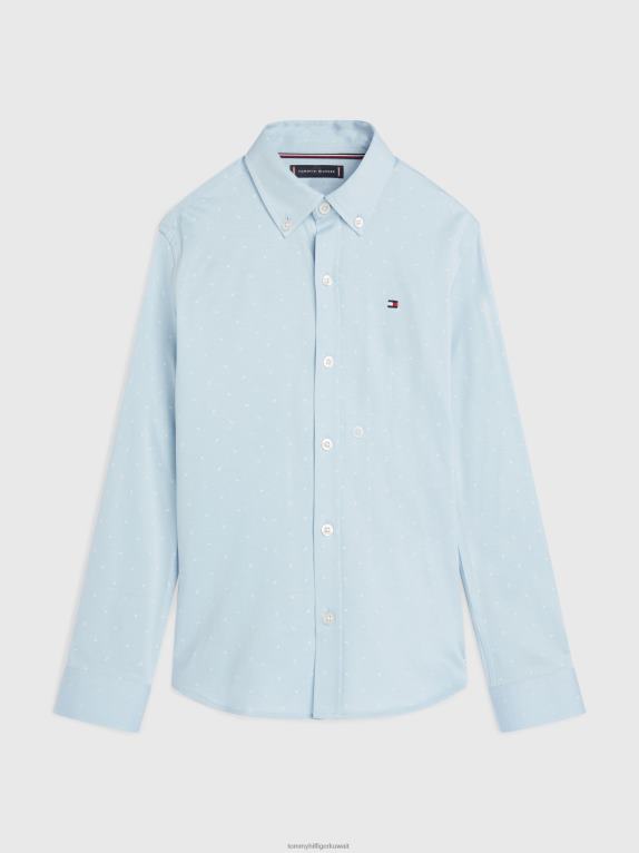 الأزرق الهادئ Tommy Hilfiger قميص جيرسي للأولاد من عمر 8 إلى 16 سنة بياقة بأزرار سفلية 44644152