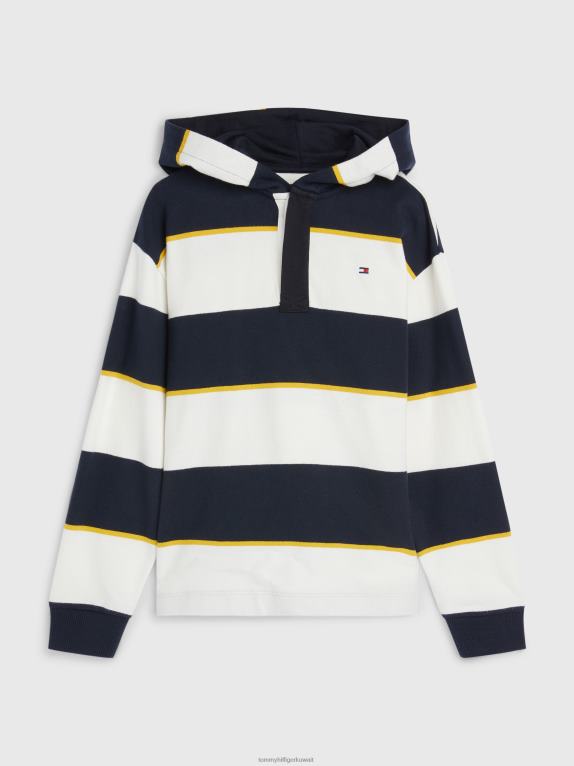 شريط الرجبي الأبيض Tommy Hilfiger الأولاد 8-16 هوديي مخطط الرجبي 44644215