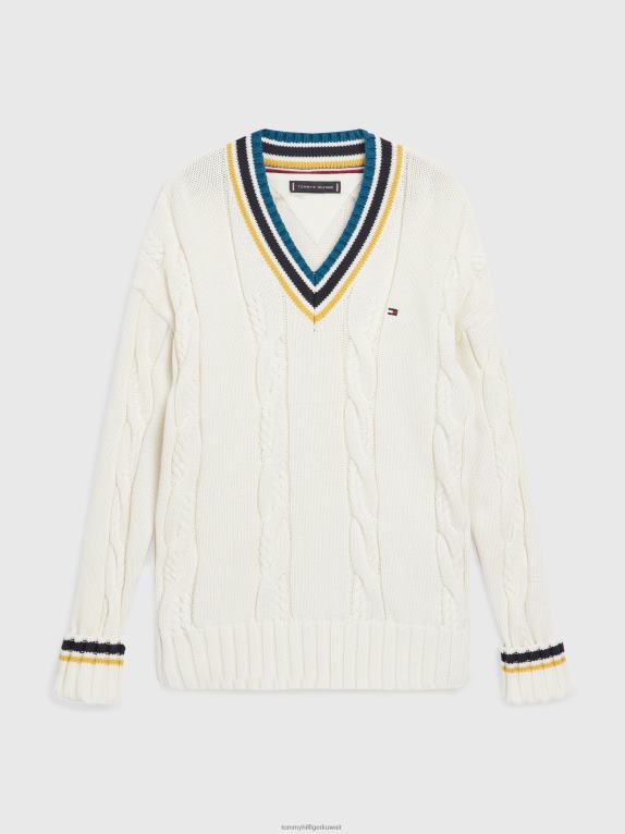 الأبيض القديم Tommy Hilfiger سترة مطرزة بشعار للأولاد من 8 إلى 16 عامًا 44644228