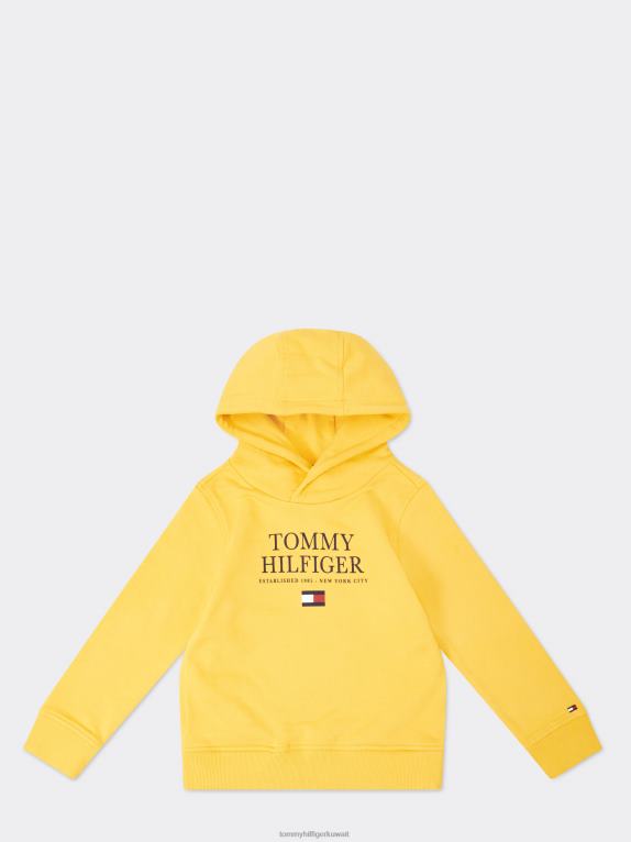 البراري الأصفر Tommy Hilfiger سترة بغطاء للرأس بشعار من القطن العضوي للأولاد من سن 8 إلى 16 عامًا 44644235