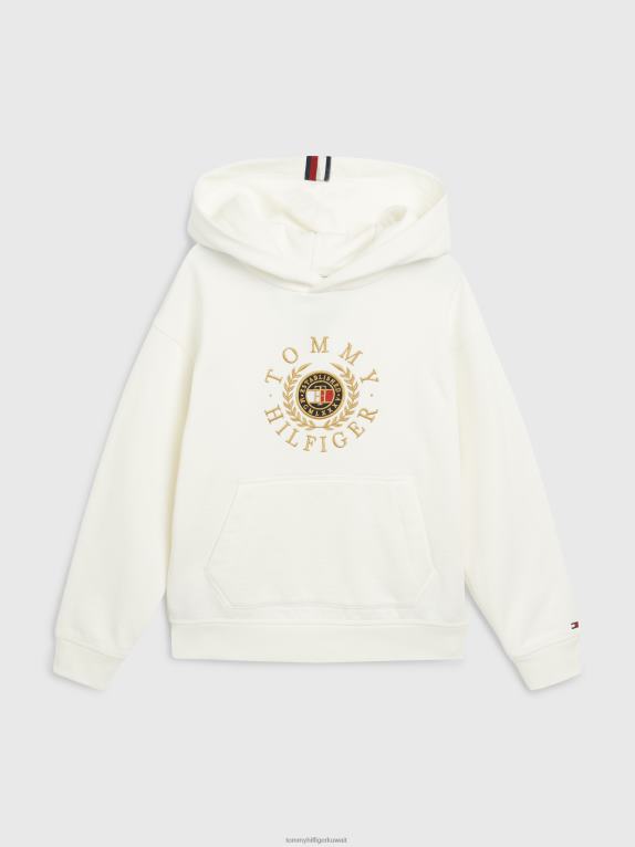 بيج فاتح Tommy Hilfiger سترة بغطاء رأس برسومات دائرية للأولاد من سن 8 إلى 16 عامًا 44644247