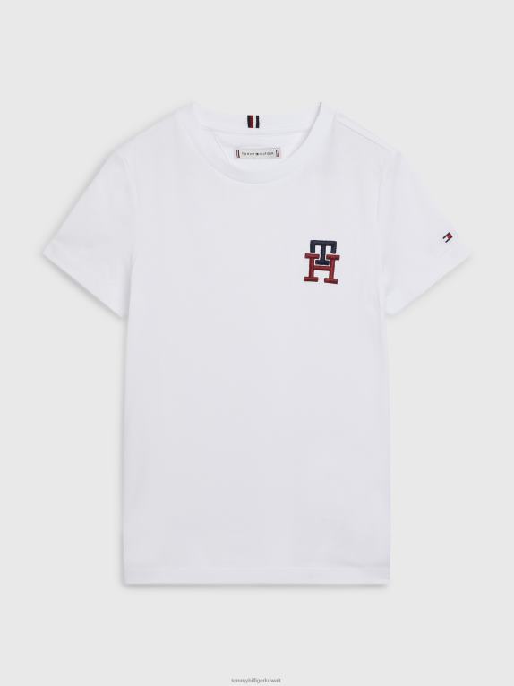 أبيض Tommy Hilfiger تي شيرت للأطفال للجنسين 8-16 مونوغرام 44644276