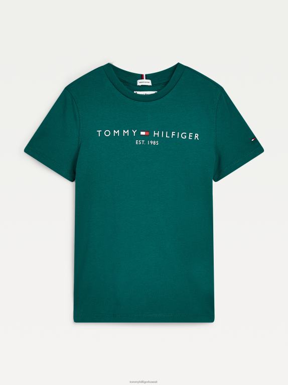العلف الأخضر Tommy Hilfiger تي شيرت جيرسي بشعار أساسي للأطفال من الجنسين 8-16 446442888