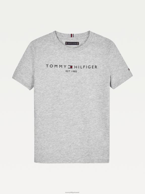 هيذر رمادي فاتح Tommy Hilfiger تيشيرت أساسي للأطفال من الجنسين 8-16 44644293