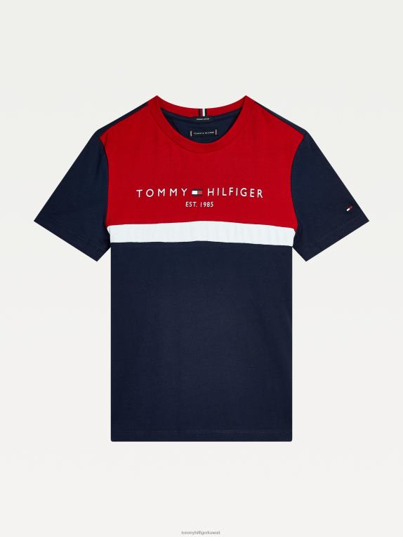 البحرية الشفق Tommy Hilfiger تيشيرت للأولاد من عمر 8 إلى 16 عامًا بألوان أساسية 44644324