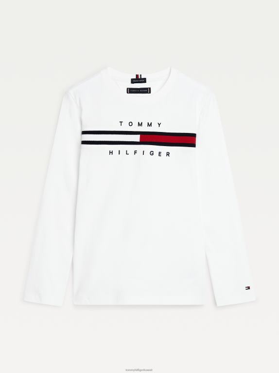 أبيض Tommy Hilfiger الأولاد 8-16 شعار تي شيرت طويل الأكمام 44644331