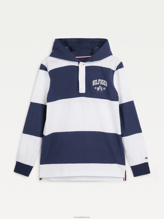 شريط الشفق البحرية Tommy Hilfiger قميص بولو للأولاد من 8 إلى 16 سنة بغطاء للرأس وأكمام طويلة 44644337