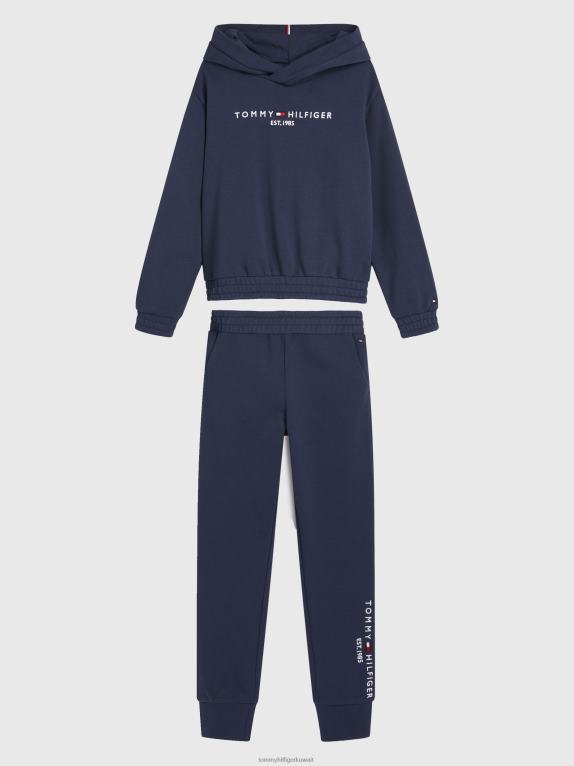 البحرية الشفق Tommy Hilfiger مجموعة أساسية من السترة والبنطال الرياضي للفتيات من 8 إلى 16 عامًا 44644389