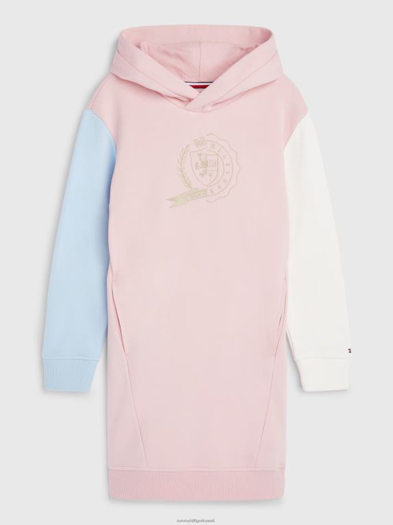 كتلة اللون الظل الوردي Tommy Hilfiger فستان بغطاء رأس للفتيات من عمر 8 إلى 16 عامًا 44644393