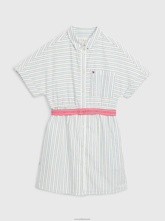 الشريط الأبيض القديم Tommy Hilfiger فستان مخطط للفتيات من 8 إلى 16 سنة 44644394