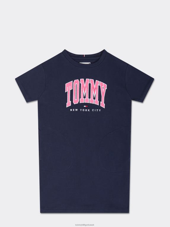 البحرية الشفق Tommy Hilfiger فستان تي شيرت جريء للفتيات من 8 إلى 16 سنة 44644411