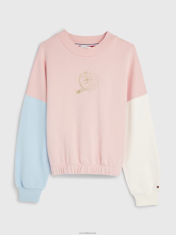 كتلة اللون الظل الوردي Tommy Hilfiger سترة للفتيات من 8 إلى 16 عامًا بألوان مميزة 44644425