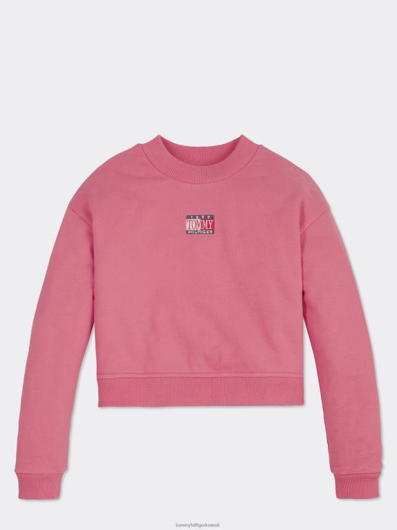 البطيخ العميق Tommy Hilfiger سترة قصيرة مطرزة بشعار للفتيات من 8 إلى 16 عامًا 44644449