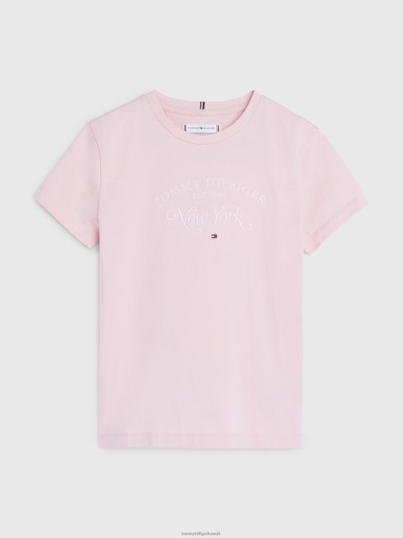 الظل الوردي Tommy Hilfiger الفتيات 8-16 أيقونات شعار التطريز تي شيرت 44644450