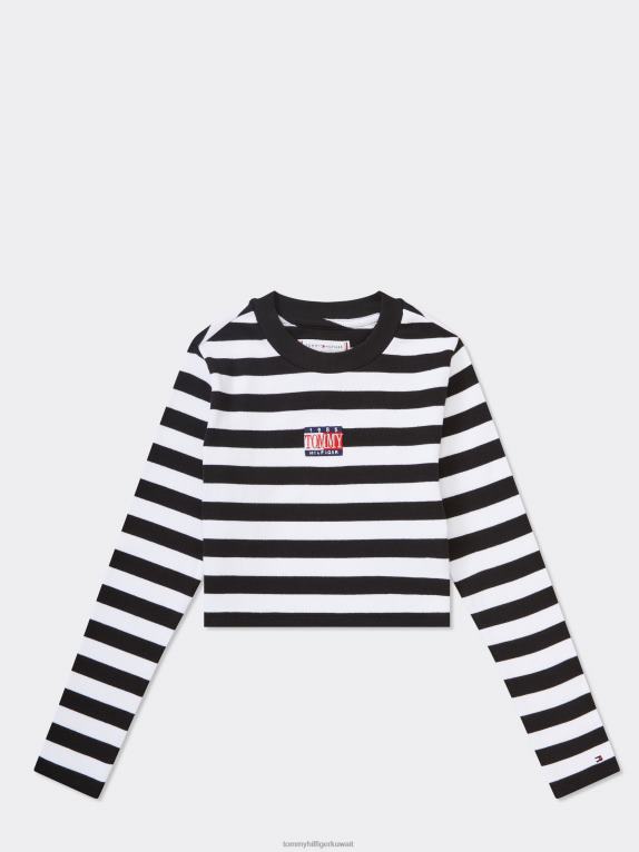 شريط أسود Tommy Hilfiger تي شيرت للفتيات من 8 إلى 16 سنة بأكمام طويلة 44644466