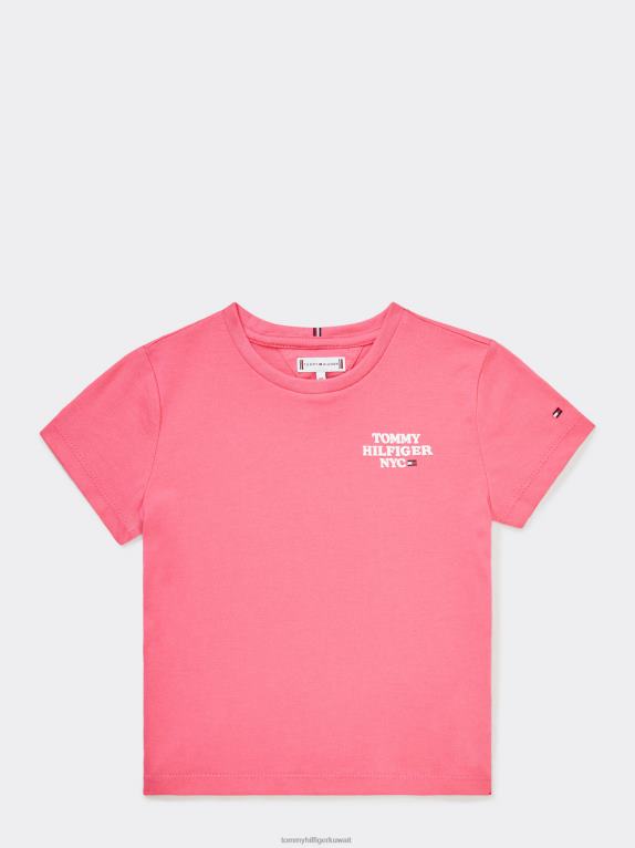 التنبيه الوردي Tommy Hilfiger تي شيرت للفتيات من 8 إلى 16 سنة بطباعة شعار NYC 44644463