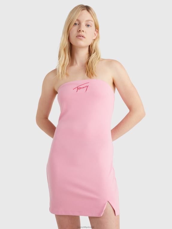 الوردي الطازج Tommy Hilfiger فستان Bodycon مطرز بتوقيع 446442058
