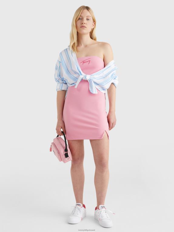 الوردي الطازج Tommy Hilfiger فستان Bodycon مطرز بتوقيع 446442058